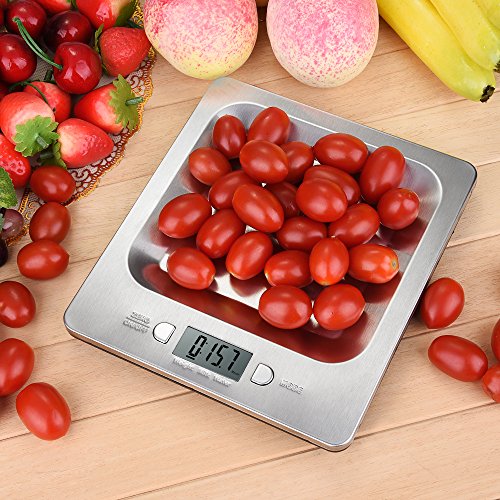 Topop Küchenwaage mit 11lb 5kg Gewicht Kapazität Electronische Edelstahl Kitchen Scales Digitalwaage Nahrungsmittelskala mit 4 Maßeinheiten - 2