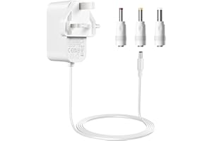 Tonton 12V DC Power Supply Adapter 1.8M(6ft), 2A 1A 24W AC/DC Power Adapter Cord, Power Plug DC Male 5.5x2.1mm with 8 Tips for LED Strip Light, CCTV Camera, BT Speaker, GPS, Webcam, Router (White)