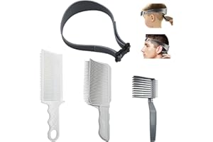 POPAPIE 4 Stück Haarschneide Hilfe, Haarschneidekamm Set für Männer, Verstellbare Haarschneide Schablone, Gebogenes Silikon Haarschnittband Geeignet für Haare Selber Schneiden