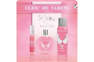 ULRIC DE VARENS - Coffret Parfum Rêve de Varens - Eau De Parfum Femme 50 ml + Déodorant 125 ml + Vaporisateur de Sac 20 ml - Chypré Floral Fruité Musqué - Made in France