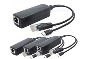 ANVISION Splitter PoE da 5 V a 4 confezioni, adattatore da 48 V a 5 V 2,4 A con spina micro USB, conforme IEEE 802.3af, per telecamera IP, tablet, Dropcam o Raspberry Pi e altro, AV-PS05-1
