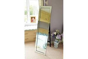 MirrorOutlet Large Modern Venetian Cheval Free Standing Mirror 5Ft X 1Ft3 (150 X 40cm), silver, SWS028
