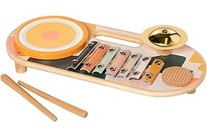 Manhattan Toy Beats To Go Wooden Toddler and Preschool Musical Toy Instrument Xylophone, Drum, Cymbal and Washboard