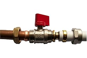 WÄRMER SYSTEM Adaptador reductor de 15mm/16mm PEX-AL-PEX válvula de bola de latón accesorios de compresión rojo Wärmer sistema PSW Trade SUPPLIERS LTD