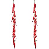 Tuxiaobu 2 Pack Artificial Red Pepper String Realistic Artificial Vegetables Fake Dried Chili Decorations Hanging Vegetable V