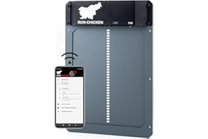 RUN-CHICKEN Porta automatica per pollaio (Grigio), programmabile con app, funzionamento a batteria, ritardo serale e mattutino, porta alluminio, porta galline automatica, modello T50