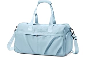 HYC00 Sport Duffel Bag Damen Sporttasche mit Schuhfach Reisetasche Damen Weekender Travel Bag Handgepäck Tasche für Flugzeug Fitnesstasche Schwimmtasche Trainingstasche Übernachtungstasche,Hellblau
