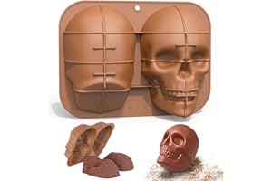 SYIJUPO Stampo per Torta Con Teschio in Silicone Realistico Grande,Grande Stampo per Cubetti di Ghiaccio Antiaderente Riutilizzabile, Stampo per Torta Con Testa di Teschio Grande, per Decorazioni per Feste di