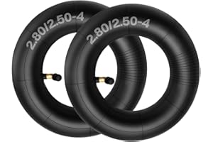 AZIEMARS Confezione da 2 camere d'aria 2.80/2.50-4 280/250-4 2.80-4 2.50-4 280-4 250-4 con stelo valvola piegata per Razor Scooter e300, carriole, carrelli a mano, tosaerba, carrelli