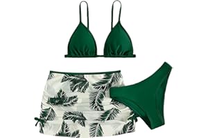 LYZOURBB Girls 3PCs Swimsuit Costume Bathing Suits Bikini Set with Floral Cover Up for Girls 8-13Years