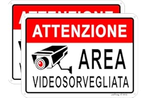 Joffreg Cartello Area Videosorvegliata,Telecamera Videosorveglianza per Negozio e Proprietà Privata in Alluminio,18 x 25 cm,Facile da installare,Resistente UV,Resistente alle intemperie,2 pz