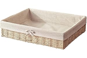 JISADER Cestas de Mimbre, Organizador Rectangular, contenedor apilable para guardarropa, Cesta Decorativa para Joyas y Accesorios, 40cmx30cmx9cm