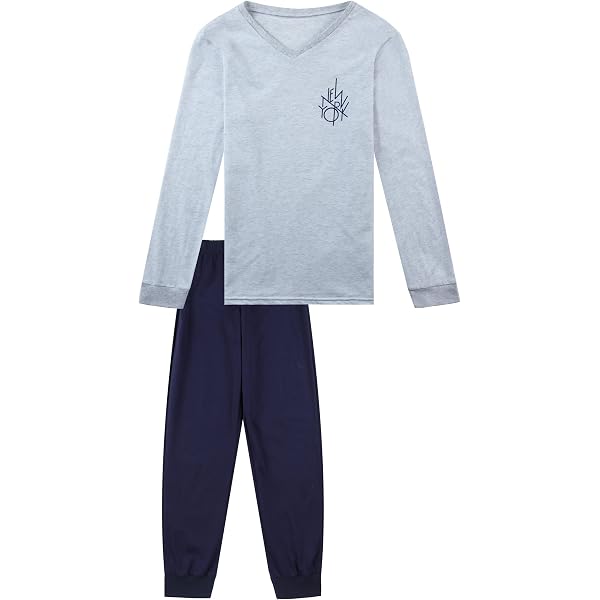 Pyjama Garçon 100% Coton - Haut New York, Short, Gris, Taille 176