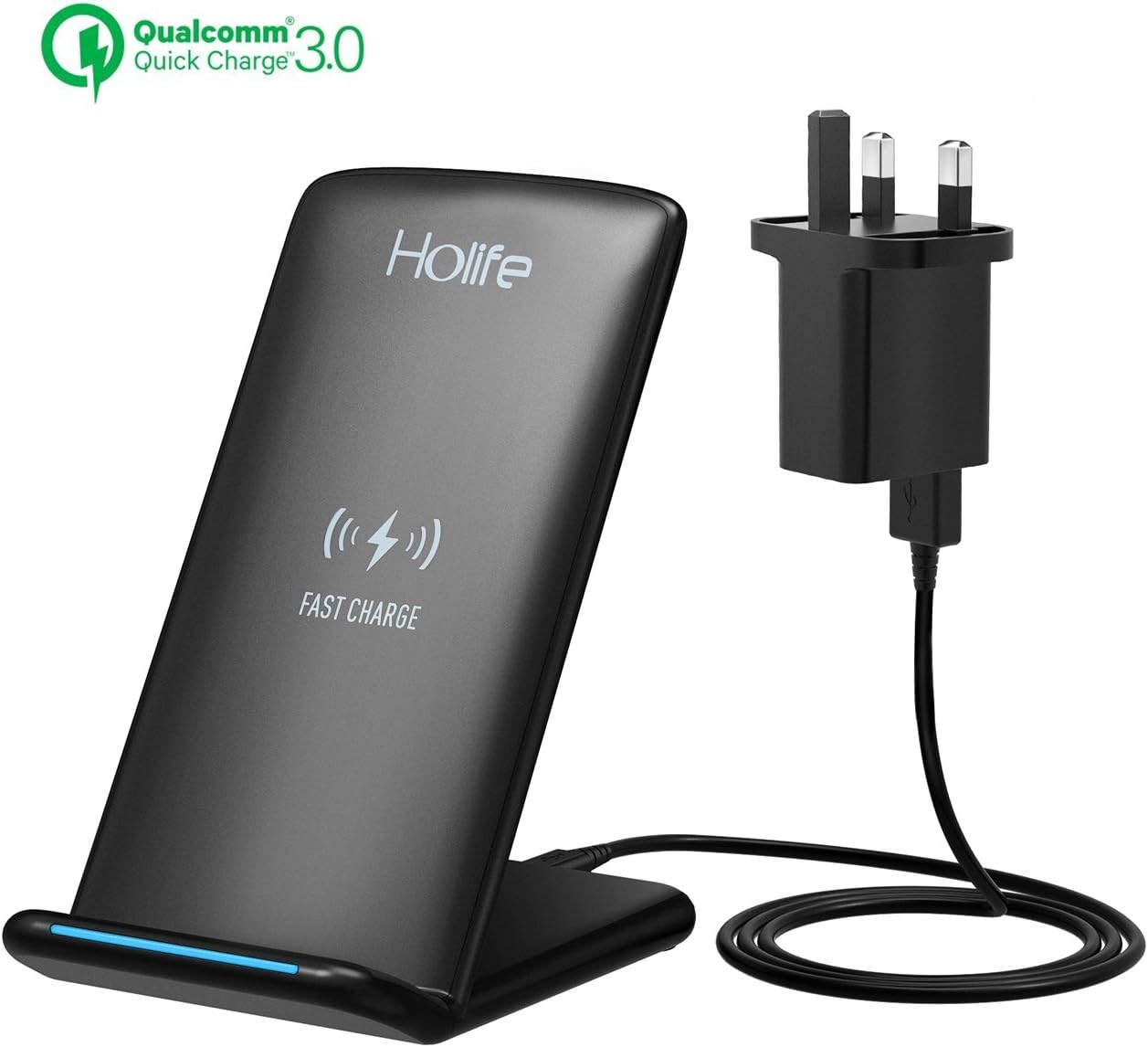 Holife Fast Wireless Charger, 10W Wireless Charger Stand for Galaxy S10 S9 S9 Plus S8 S8 Plus Note 8 S7 Edge S7 S6 Edge Plus Note 5, Standard Charge for iPhone XS/XS Max/XR/X/8/8 Plus