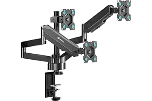 ONKRON Soporte 3 Monitores 13-32 Pulgadas - Brazo Pantalla Ordenador Negro con Carga Total de 24 kg - Soporte Monitor Triple Sobremesa max VESA 100x100 mm - Brazo Monitor Giratorio y Inclinable G280-B
