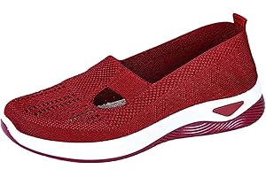 DFSDJEUW Womens Trainers Wide Fit Wedge Shoes Slip On Arch Support Tennis Sneakers Breathable Mesh Orthopedic Wedge Trainer Comfortable Non Slip Soft Sole Walking Trainers Low Top Outdoor Shoes