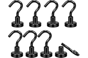 Wukong 8KG(18LB) Imanes Potentes Gancho,8 Pieza Imanes Neodimio Ganchos Adhesivos,16mm ImanesGancho,Gancho Magnetico Adecuado para Cocinas, Baños, Oficinas y Garajes