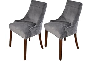 MINGPINHUIUS Velvet Wingback Chair Slipcover,Velvet Stretch Wingback Chair Cover,Sloping Arm Chair Protector Cover for Dining Room Banquet Home Decor Machine Washable Hand Washable (Dark gray, 2)