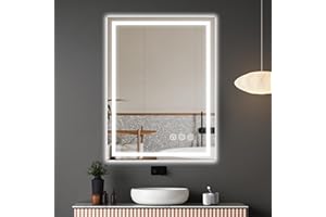 Ratsamee LED Bathroom Vanity Mirror with LED Lights - 600×800 MM Anti-Fog Wall Mirror, 3-Color Dimmable Frontlit Illumination for Makeup, Wall Mounted Bathroom Lighting