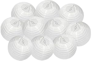 DAZONE Lanterne Papier 10pcs Abat-jour Blanc Sans LED- Lampion Boule Chinoise pour Decoration de Mariage, Anniversaire, Fête, Maison, Noël (25CM)