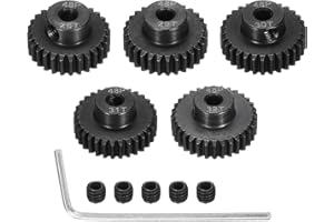 Rebower 48 P Steel Pinion Gear Set 28T 29T 30T 31T 32T for 3.175 mm Shaft Hardened Steel Pinion Gear with Screws and Hexagonal Wrench for RC Car Motor