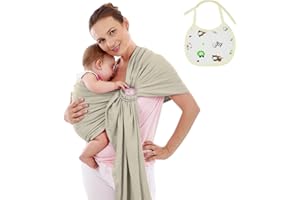 Aolso Fascia Porta Bebè,Garza Portabebè Porta Bambino,Portantina Bebè Marsupio,Neonati Copertina per Allattamento con Anelli Regolabili per Neonati Bambini 3-20 kg, Ideale Neonati da 3-36 Mesi(Garza)