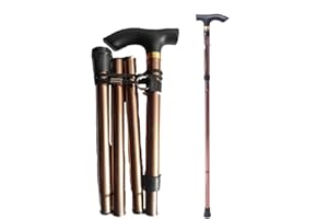 Ducomi Bastone Pieghevole da Passeggio Regolabile in Alluminio - Bastoni Anziani, Donna Uomo - Impugnatura Ergonomica, Leggero, Trasportabile e Durevole - Sostegno e Aiuto per la Mobilità (Bronze)