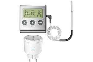 Wothfav Digital Termostato con Sonda, Enchufe Termostato 220V, Controlador de Temperatura Refrigeración y Calefaccion Regulador, Termostato Digital para Incubadora, Acuario, Reptil