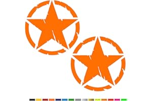 Pimastickerslab Kit Adesivi 4x4 off Road Stella Militare US Army Scegli Colore e Misura -cod. 1653- (035 Arancione, Diametro 30 CM)