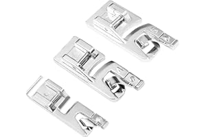 PEUTIER Lot de 3 Pieds de Pression pour Ourlet Roulé Étroit, 3 mm, 4 mm, 6 mm pour Machine à Coudre à Tige Basse à Encliqueter pour Machine à Coudre Singer, Brother, Babylock
