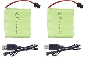 ZYGY 2PCS AA 4.8V 800mAh Ricaricabile Batteria per Auto Giocattolo RC Spina SM2P RC Camion Stunt Car Escavatore Batteria per Auto Giocattolo e Cavo di Ricarica USB