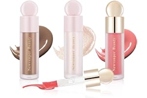 YIJIUBA Liquid Contour + Highlighter + Liquid Blush mit Gesichtspinsel Makeup Set, Langanhaltend Geschmeidig Cream Blush, Liquid highlighter, Liquid Contour Bronzer, Blush Stick