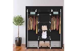 Alightup Armoire Chambre Armoire de Rangement Dressing Chambre Penderie Tissu Garde Robe Portable pour Chambre D'adulte Noir 5 Couches 9 Cubes