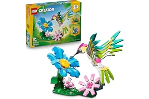 LEGO Creator 3 w 1 Dzikie zwierzęta: kolorowy koliber, trzy opcje budowania: koliber, motyl lub ryba, kreatywna zabawka dla dzieci w wieku od 8 lat, figurki na prezent dla dziewczynki i chłopca 31384