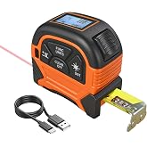Laser Tape Measure 2 in 1 &ndash; ansigtny Rechargeable Laser Meter Distance 60 m &amp; Tape Measure 5 m with LCD Display Professional
