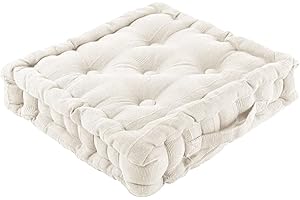 Pure Fashion UK 100% Cotton Booster Cushion Chunky Thick Seat Pads Adults Chair/Armchair/Garden Chair/Dining (Cream)