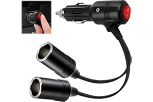 YOURKAY Accendisigari Auto con Interruttore, Presa Accendisigari 12v/24v, Doppi Acaricatore Auto Connettore Femmina, Presa Accendisigari Cavo di Prolunga a Doppia Presa