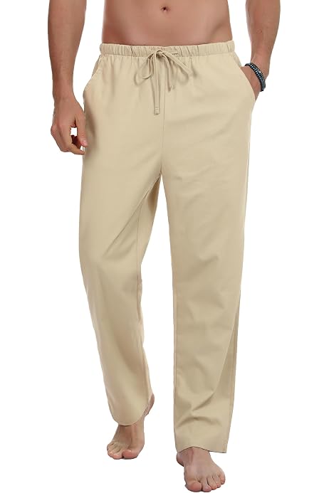 Pantalon Homme Décontracté - Taille 60 - Coton/lin Respirant - Couleur Unie