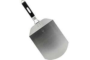 Argon Tableware Metal Folding Pizza Peel Shovel 10 Inch Wide Aluminium Paddle with Rubber Handle - Outdoor Indoor Pizza Oven Traditional Style Homemade Professional