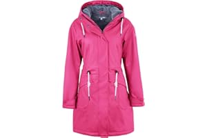 rhythm of the rain Regenjacke Damen mit Warm gefüttert Winterjacke Damen wasserdicht PU Regenmantel Friesennerz übergangsjacke mit Kapuze