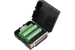 Futheda D-Sub DB25 Macho Adaptador de Placa de desmontaje Conector de 25 Pines sin Soldadura Adaptador de Puerto Serie a Conector de Terminal, módulo de señal de Pernos Largos y Tuercas con Estuche