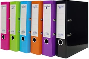 EASTLIGHT PREMIUM Eastlight A4 Bright Colour Lever Arch File Assorted, Pack of 6
