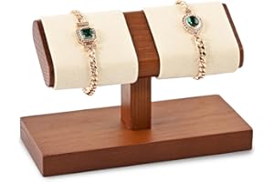 Papten Présentoir pour Montres en bois, Rangement pour Montres Présentoir pour Bijoux pour 2 montres (Beige)