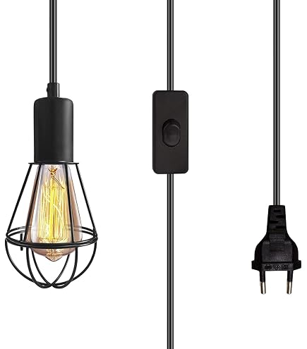 E27 Rétro Lampe Suspension en Corde de Chanvre 1M Vintage Style Rustique Luminaire pour