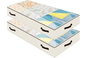 AMONSEN 2 PcsSoft Unterbett-Aufbewahrungsbehälter mit 4 Griffen und klarem Deckel für leichtes Auffinden, langlebiges Material, faltbar