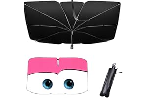 ZUQUIK Sonnenschutz Auto Frontscheibe,Auto Sonnenschutz mit biegsamem Griff und Rückspiegelausschnitt, 125 x 65 cm, inkl. Tasche, für bestimmte Kompaktwagen und Sportwagen