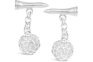 ALEXANDER CASTLE Manschettenknöpfe aus Sterling Silber mit Motiv Golfball und Tee, Geschenk für Herren