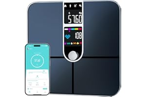 JEETIF Körperfettwaage mit Großen Display, Ultra Precision Waage mit Körperfett und Muskelmasse, Personenwaage mit Körperfettanalyse, Waage Personen mit 22 Messwerten, Herzfrequenz, BMI, körperanalysewaage