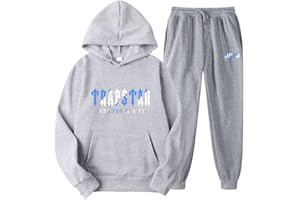 LIAOPUFUS Chándal Hombre Trap Star Sudadera Deportiva con Capucha y Pantalón Largo Imprea Letras