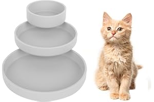 Lollanda -Futternapf für Katzen-3er Set,Silikon Futterschale,Trinkschale oval,Silikonnapf breit für Trockenfutter und Nassfutter (Grau)